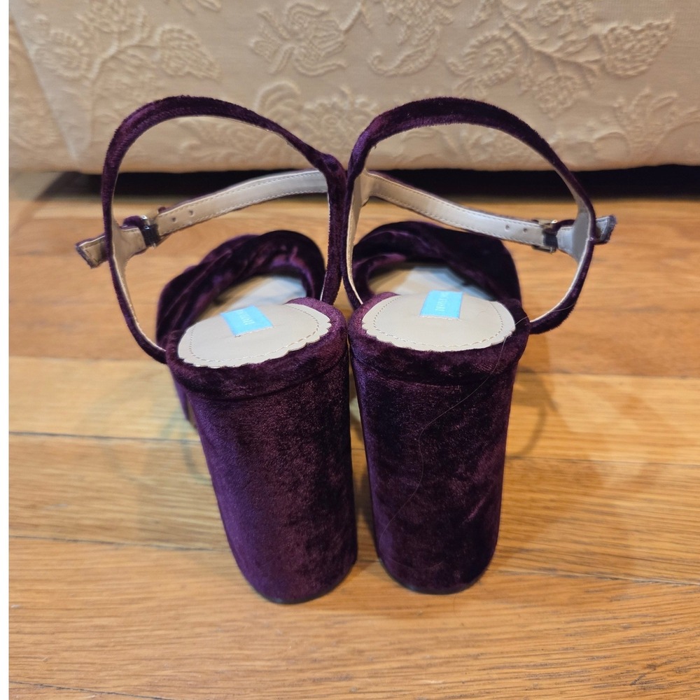 Draper James Paloma Plum Velvet Platform Block Heel Sandals Ankle Strap Sz 7.5 - Picture 12 of 12